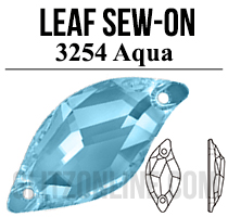 3254 Glitzstone Aqua Sew On Leaf Rhinestones